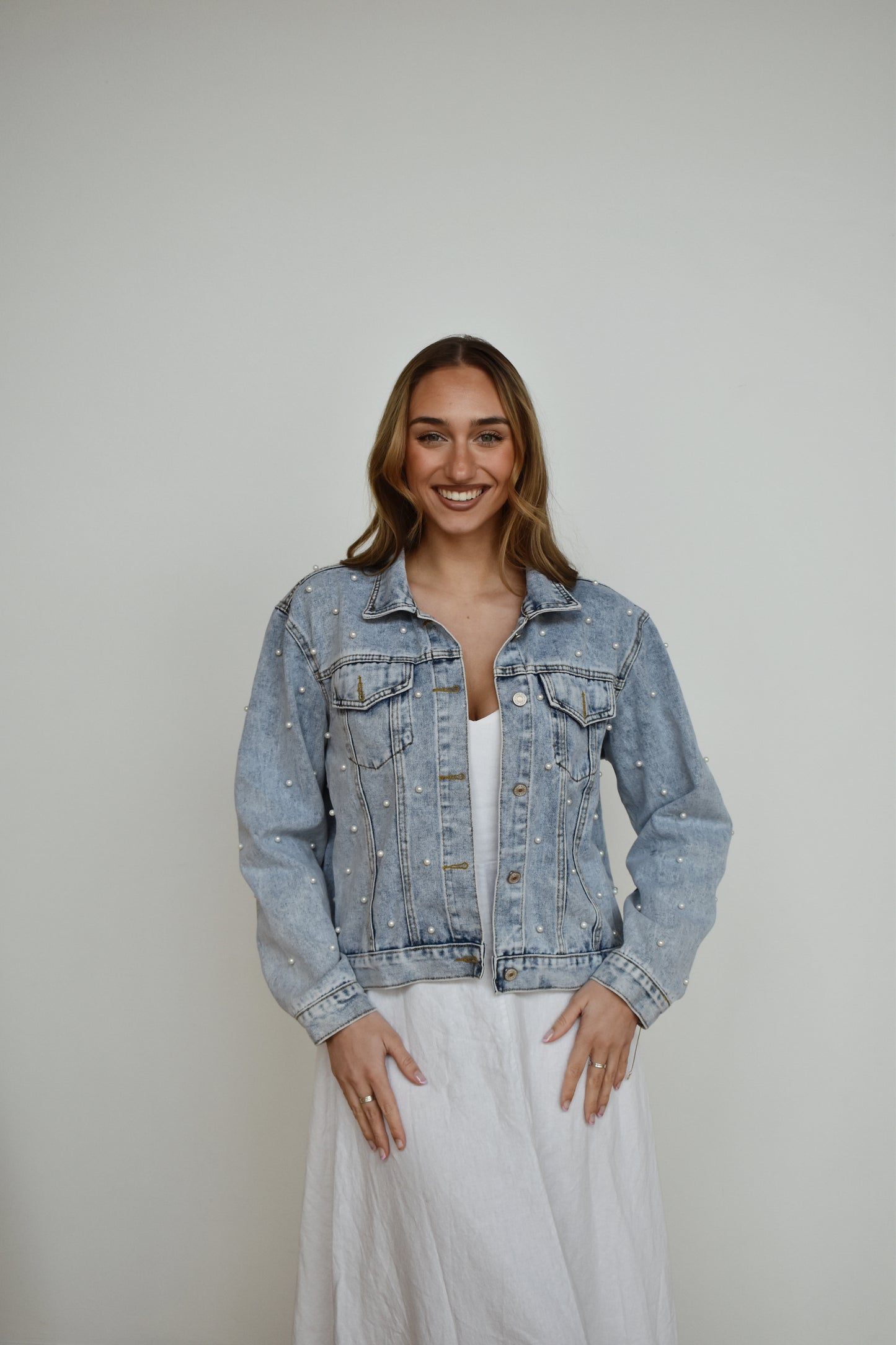 full pearl jean jacket for bride