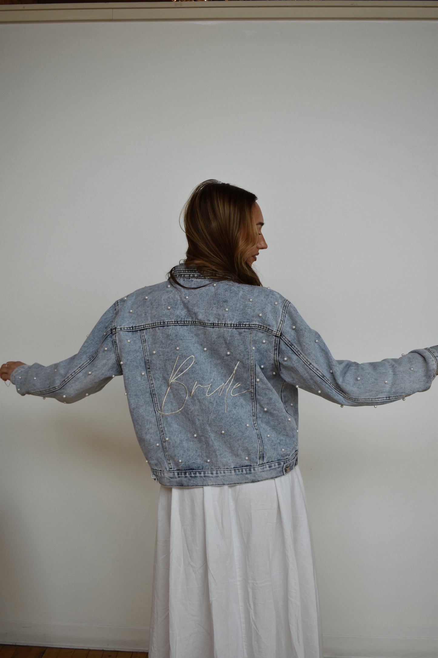 full pearl jean jacket for bride