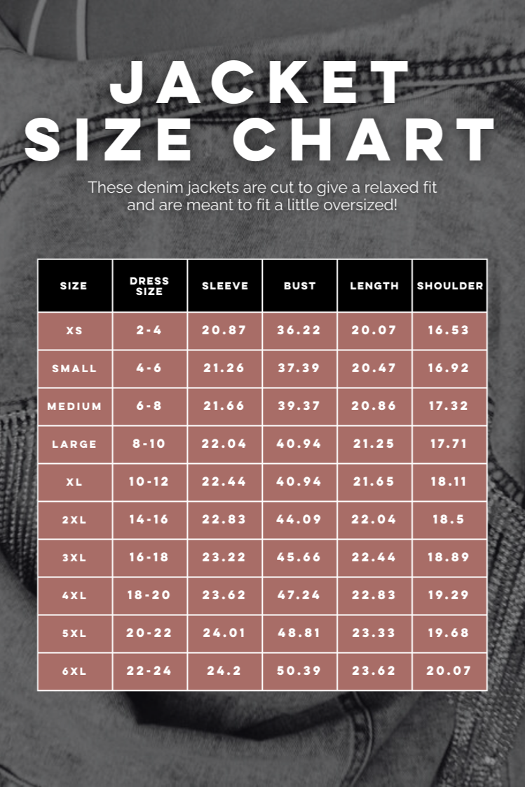 size chart for bon bon belle bridal jackets
