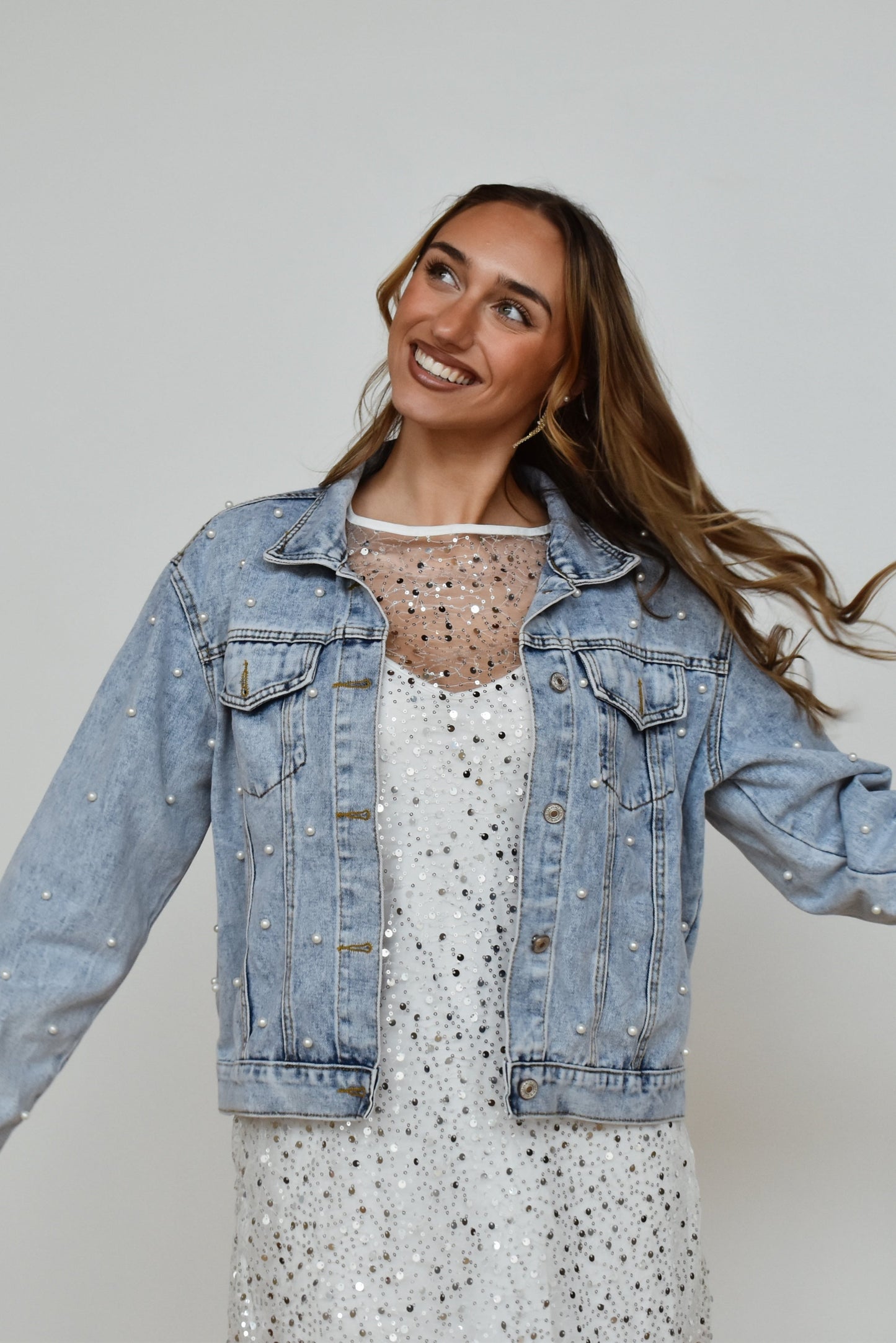 Bridal Jean Jacket with Pearls
