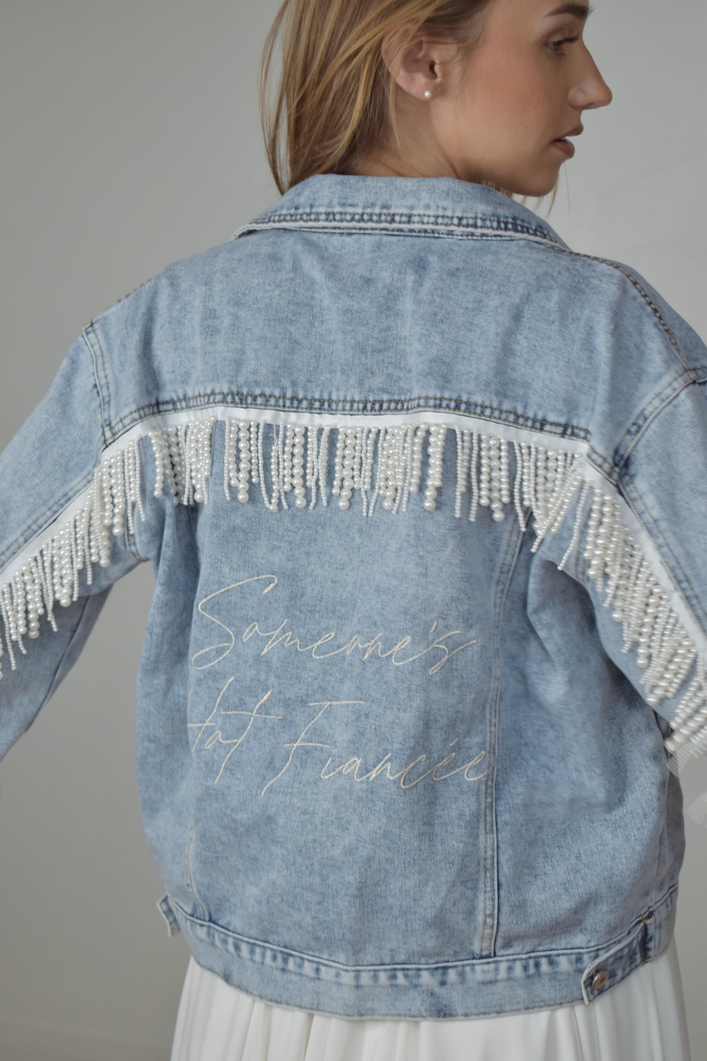 pearl fringe denim jacket bon bon belle shop