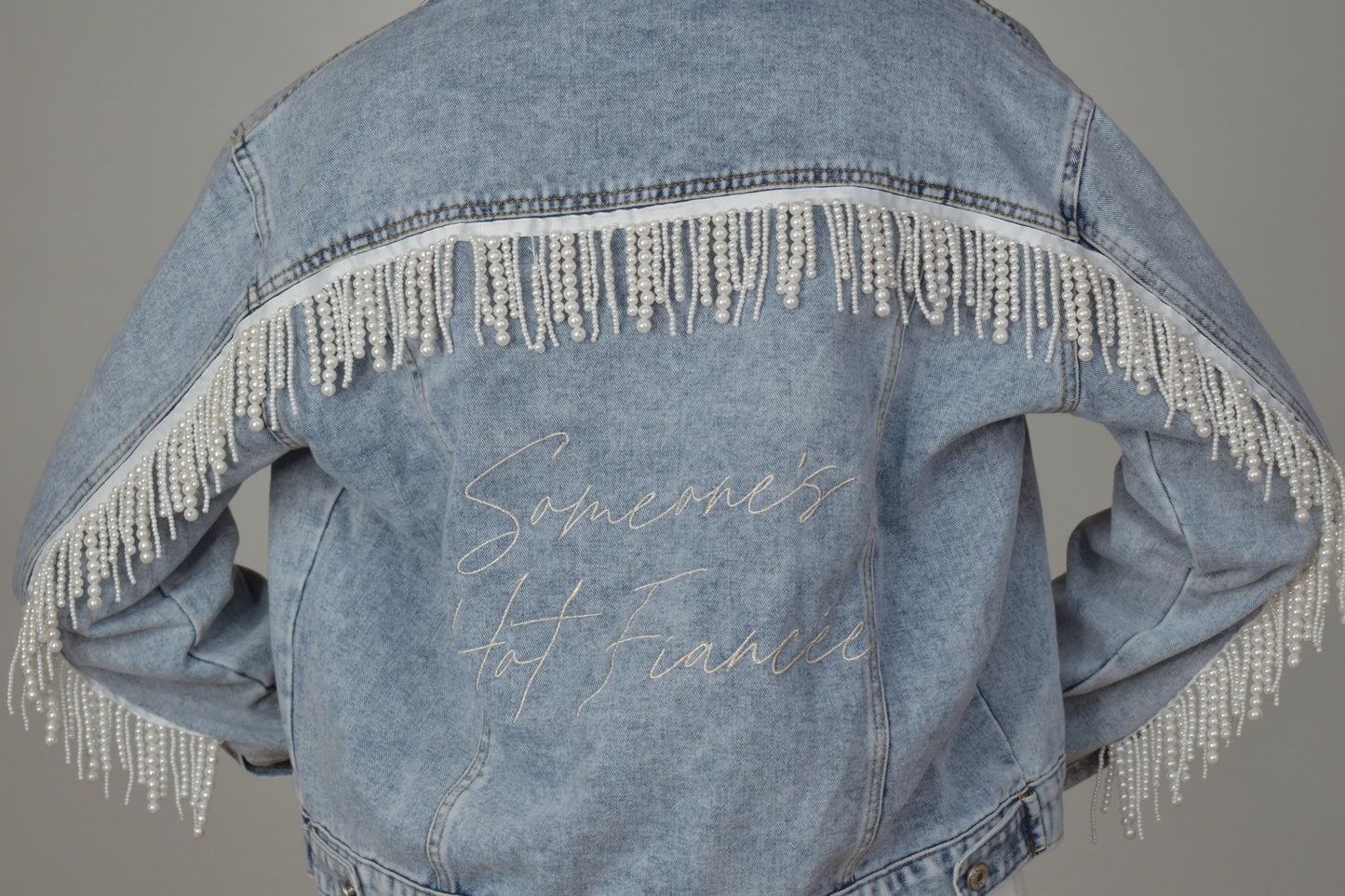 blue denim bridal jacket someones hot fiancée
