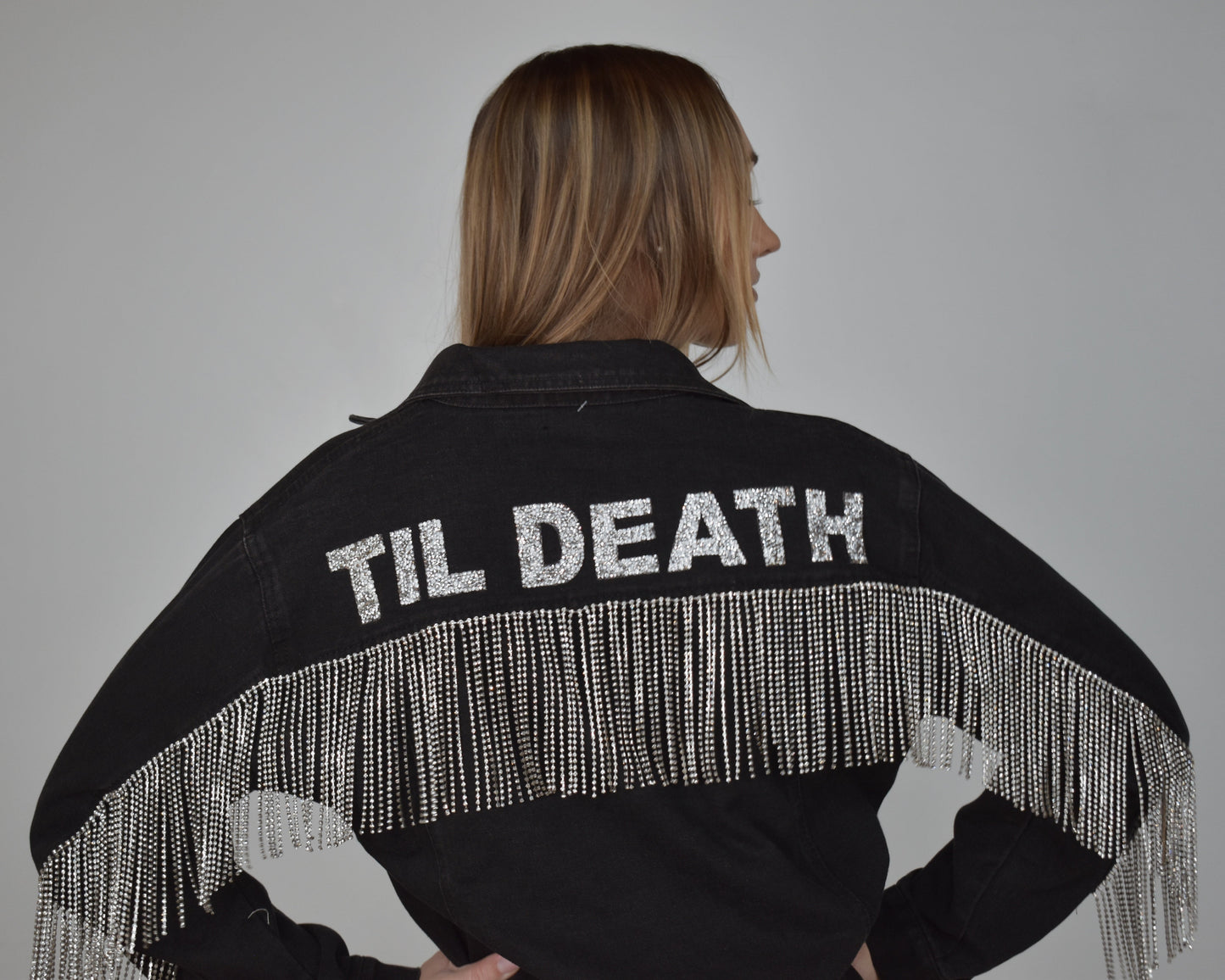 til death crystal fringe bridal jacket