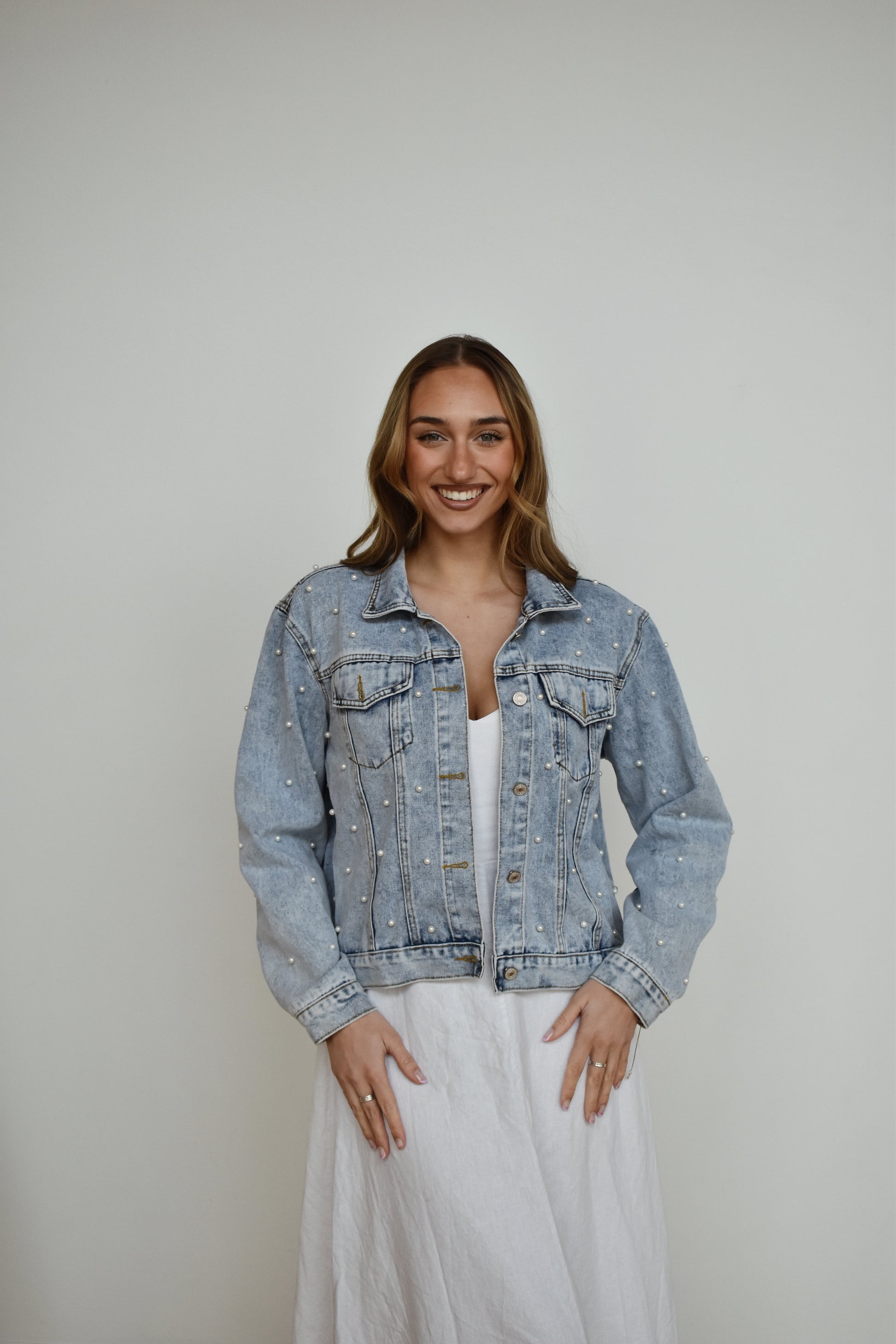 full pearl jean jacket for bride