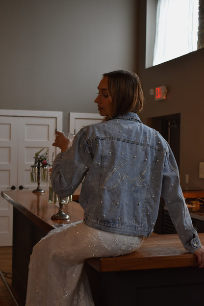 all over pearl jean jacket for bride