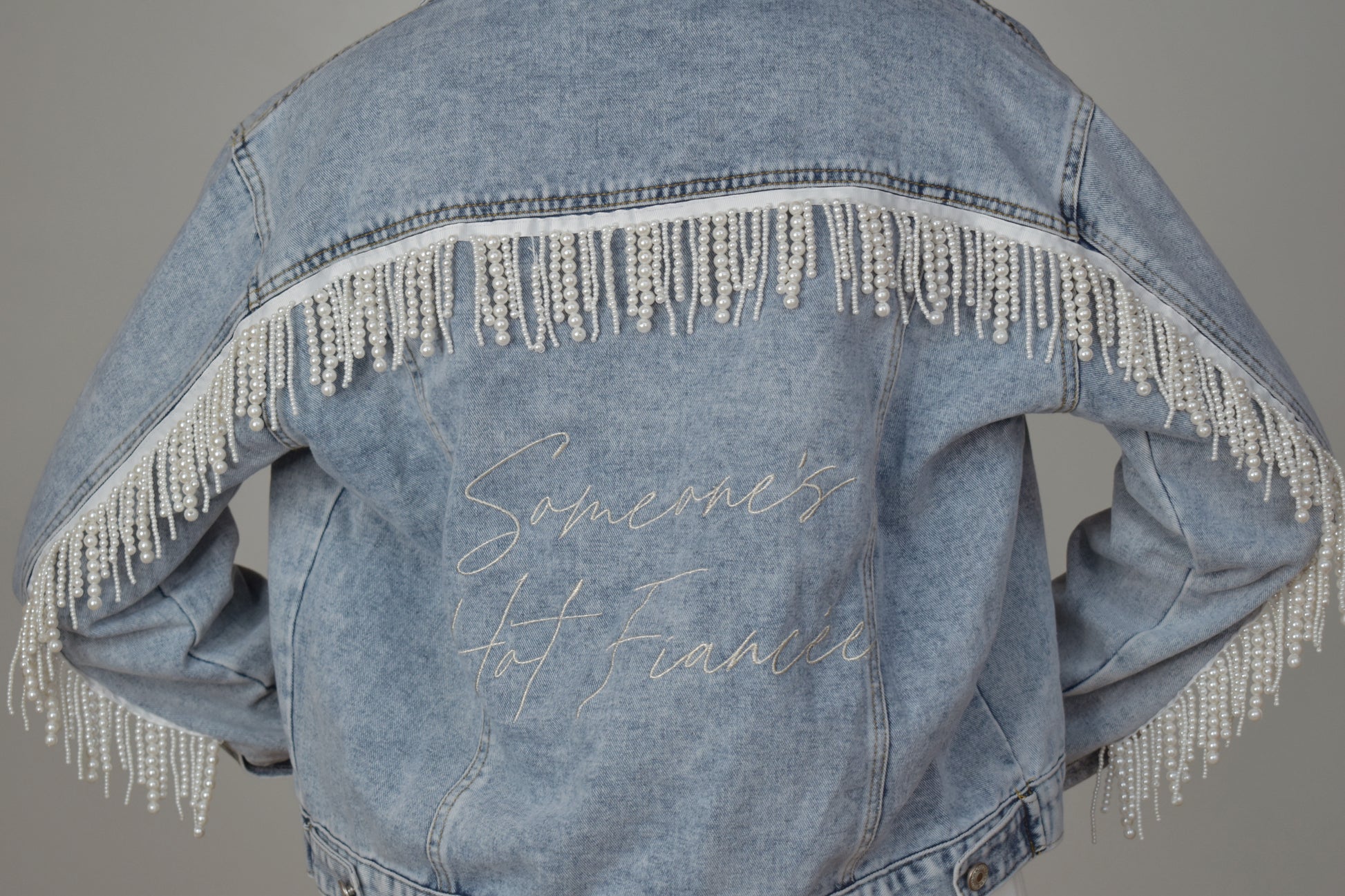 blue denim bridal jacket someones hot fiancée